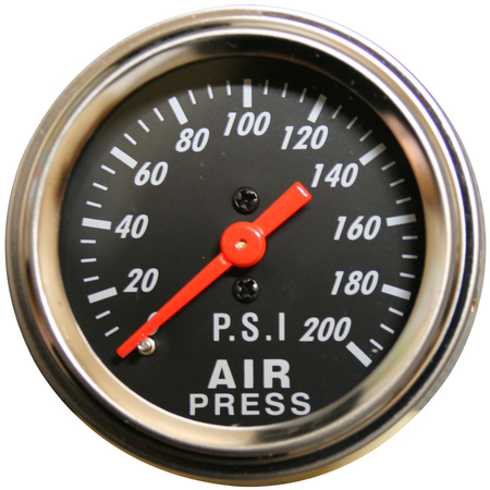 BULLDOG WINCH 0-200psi Air Pressure Gauge, 2", Mechanical, Lighted 42074B